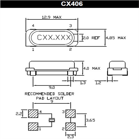Cardinal晶振,贴片晶振,CX406晶振,无源SMD晶振