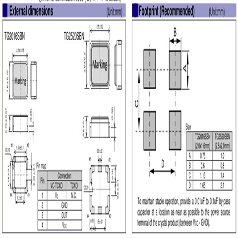 TG2016SMN25MHz-ACGNNM,EPSON温补晶振,表面贴装晶振
