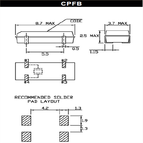 CPFBZ-A2C4-32.768KD6,-40~85°C,卡迪纳尔进口晶振,32.768KHz