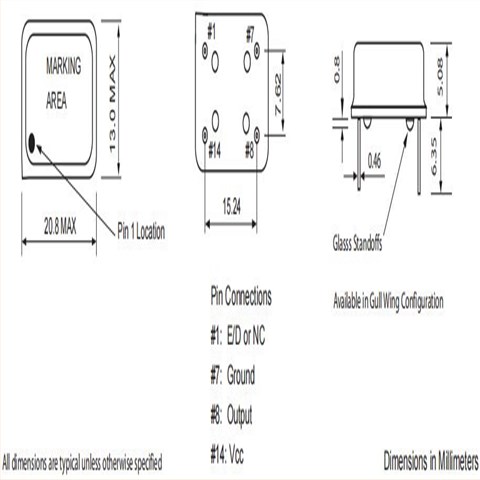 XO14-100M000-B50E3,富通晶振,长方形钟振,6G微处理器晶振