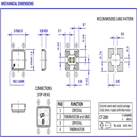 NKG晶振,CT20M26.0000F10V11-100,超小型热敏晶体,6G电信应用晶振