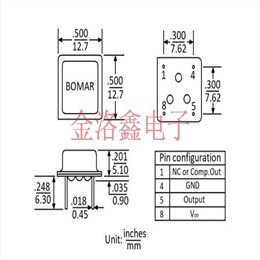 B19005-BDMHP-20.000000,Bomar石英插件晶振,B19005温补差分晶振
