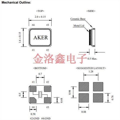 C3E-8.000-18-1020-X-R,微处理器晶振,AKER晶振,C3E数码产品晶振