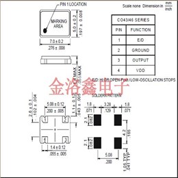 CO4305-16.000-EXT-T-TR,高密度晶振,CO43贴片晶振,3.3V压电控制晶振