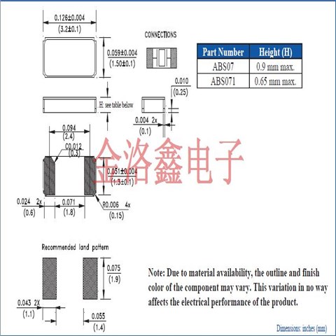 ABS07-32.768KHZ-T,美国进口晶振,32.768KHz晶振