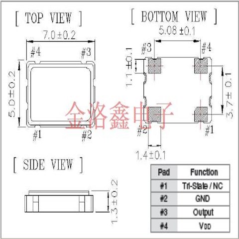 OCETGLJANF-25MHZ,3.3V有源晶振,7050表面贴装型晶振
