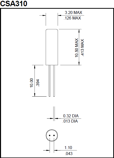 无源音叉DIP谐振器,49U圆柱10.5*3.2mm晶体,CSA310晶振
