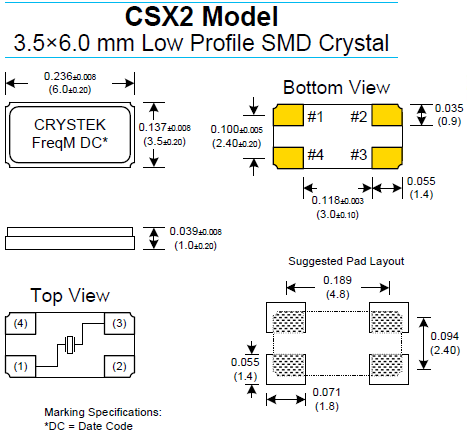 金属面石英晶振,进口6035谐振器,CSX2晶振