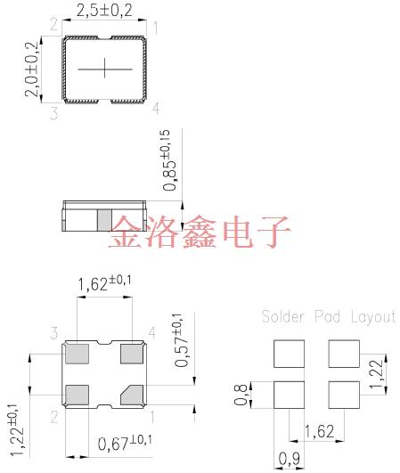 T-25A2070JX-LF-26.000MHz,2520晶体振荡器,KVG表面贴装晶振