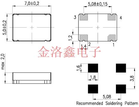 T-75A2070KXH-26.000MHz,7050贴片晶振,TCXO振荡器,T-75时钟晶振